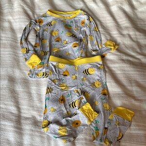 Little Sleepies Gray and Yellow Bee Print Pajama Set